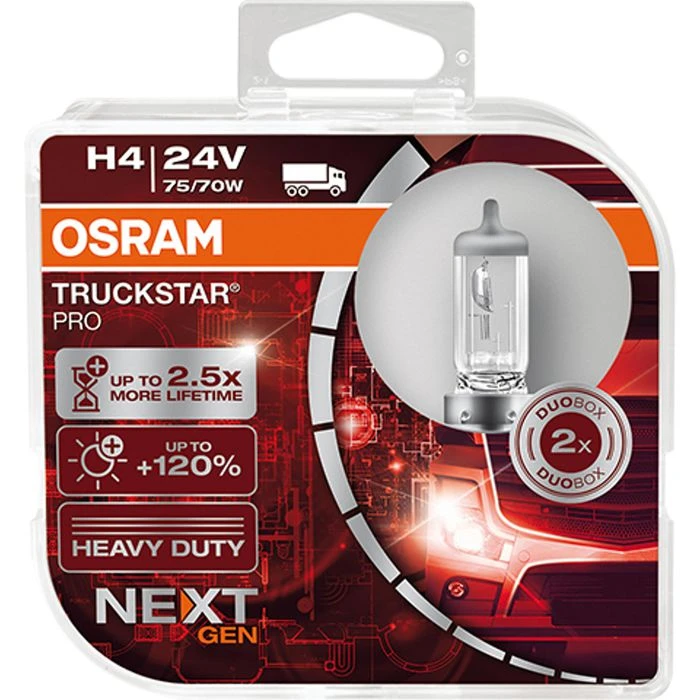 Osram Auto-Lampe Truckstar Pro 64196TSP, H4, 24V, Scheinwerferlampe, 2 Stück 1 Osram Auto-Lampe Truckstar Pro 64196TSP, H4, 24V, Scheinwerferlampe, 2 Stück