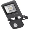 LEDVANCE LED-Außenstrahler Endura Flood, 10W 3000K, 800 Lm, Bewegungsmelder, Netzbetrieb
