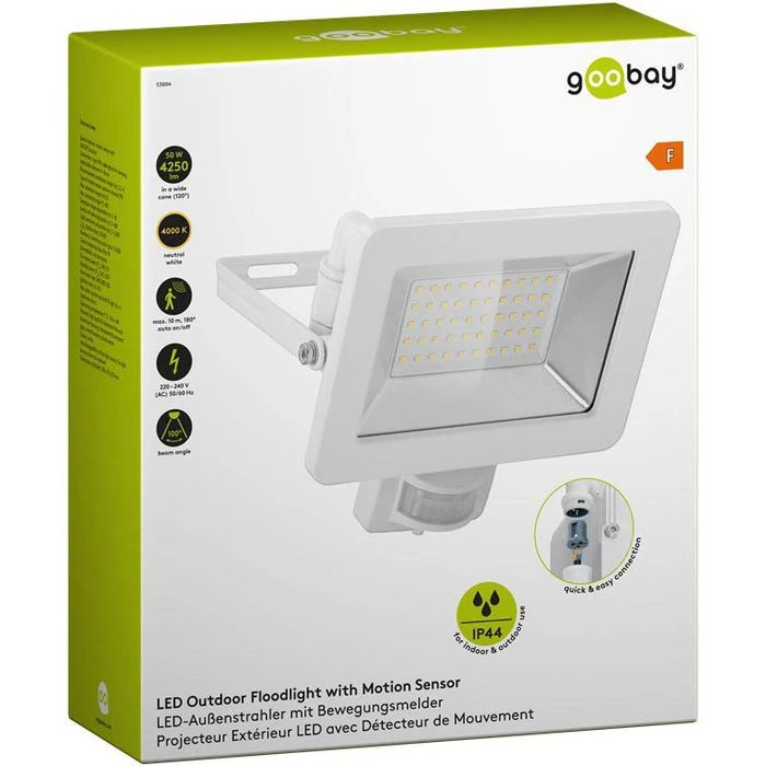Goobay LED-Außenstrahler 53884, 50W, 4250 Lm, Bewegungsmelder, Netzbetrieb, Weiß 8 Goobay LED-Außenstrahler 53884, 50W, 4250 Lm, Bewegungsmelder, Netzbetrieb, Weiß – Bild 8