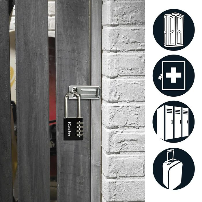 Master Lock Master-Lock Vorhängeschloss 7640EURDBLKLH, 40mm, 4-fach Zahlenschloss, Level 5, Schwarz 2 Master Lock Master-Lock Vorhängeschloss 7640EURDBLKLH, 40mm, 4-fach Zahlenschloss, Level 5, Schwarz – Bild 2