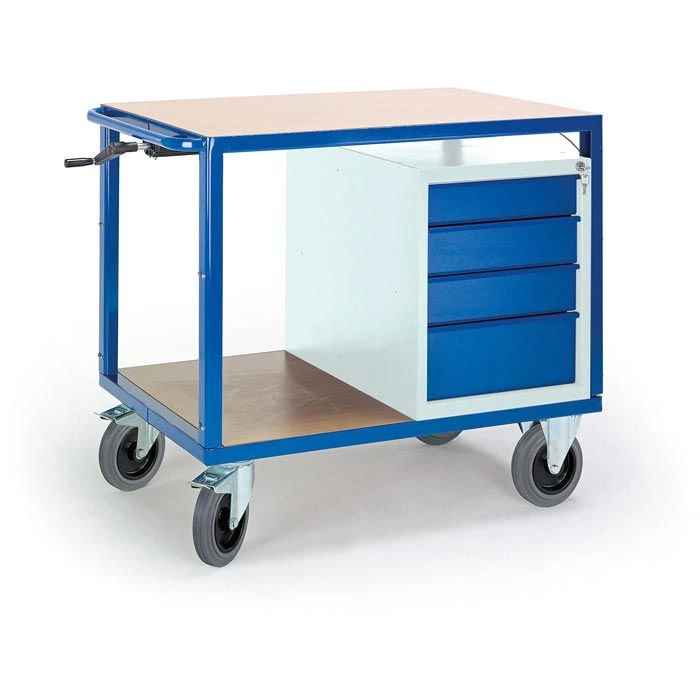 Rollcart Werkstattwagen 07-4308H, Höhenverstellbar, Tragkraft 400kg, 1090 X 700mm, 1 Ablage & 4 Schübe 1 Rollcart Werkstattwagen 07-4308H, Höhenverstellbar, Tragkraft 400kg, 1090 X 700mm, 1 Ablage & 4 Schübe
