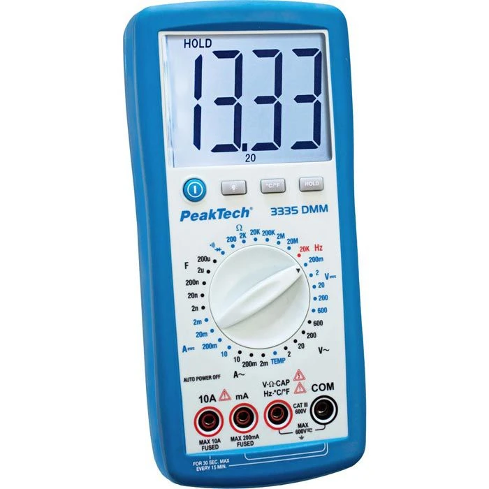 PeakTech Multimeter P 3335 RMS Digital, 600 V, 10 A, CAT III, Temperatur 2 PeakTech Multimeter P 3335 RMS Digital, 600 V, 10 A, CAT III, Temperatur – Bild 2
