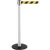 RS-GUIDESYSTEMS Absperrpfosten GLA 28, Weiß, Aus Kunststoff, Mit Schwarz-gelbem Band