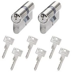 Abus Schließzylinder Vitess 1000, Set 2 X 30/35 Mm, Gleichschließend Doppelzylinder Codekarte, BS
