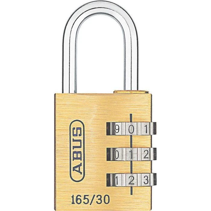 Abus Vorhängeschloss 165/30, 31mm, 3-fach Zahlenschloss, Wetterfest, Level 3, Messing 1 Abus Vorhängeschloss 165/30, 31mm, 3-fach Zahlenschloss, Wetterfest, Level 3, Messing