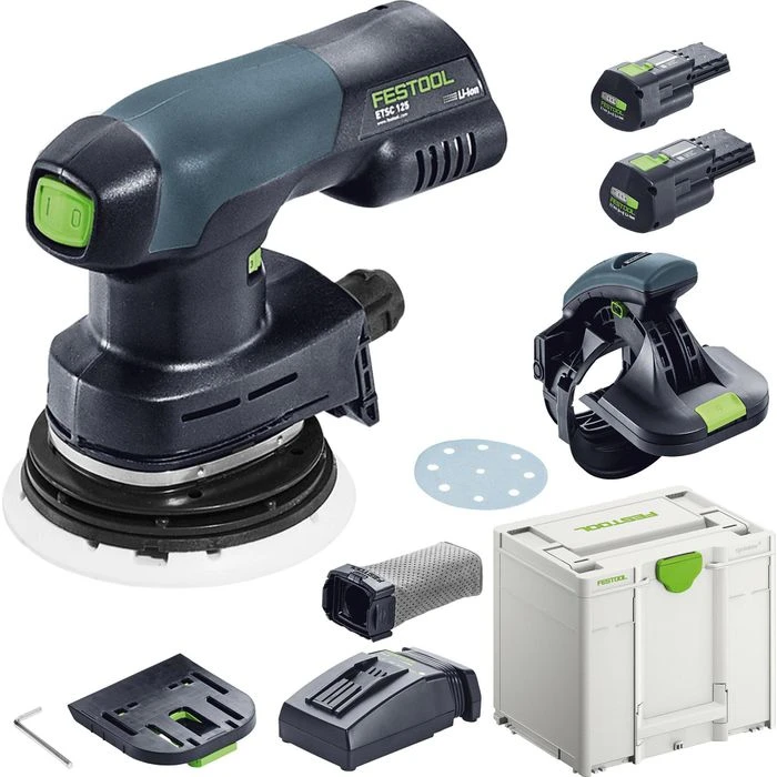 Festool Exzenterschleifer Kantenschleifer ES-ETSC, 125, 3,1 I-Plus, 18V/3,1Ah, 2 Akkus & Ansetzhilfe 1 Festool Exzenterschleifer Kantenschleifer ES-ETSC, 125, 3,1 I-Plus, 18V/3,1Ah, 2 Akkus & Ansetzhilfe