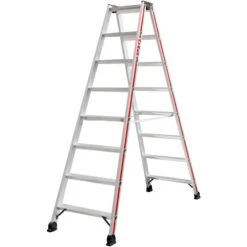 Hymer Stehleiter 402416, Eloxiert, Aus Aluminium Mit 2 X 8 Stufen