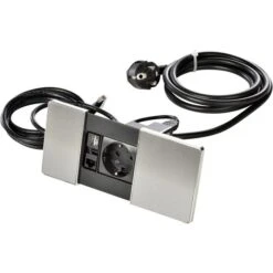 Kopp Tischsteckdose VersaPAD, 1-fach, 1 X USB, 1 X LAN, Einbau, Aluminium