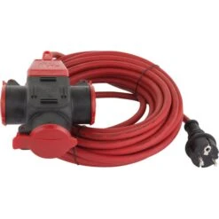 Makita Shop 2 REV Verlängerungskabel 10m, 3-fach Schutzkontakt, IP44, Außen, Rot