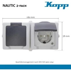 Kopp Aufputz-Steckdose Nautic Feuchtraum, Schutzkontakt, 2-fach Waagerecht, Grau -Makita Shop 4772154f496243b678bdd1a6569561c8e7eb9b52 aufputz steckdose kopp nautic feuchtraum