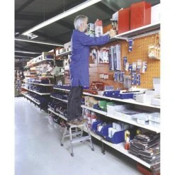 Krause Klapptritt Rolly, Aus Aluminium, Standhöhe 45cm, Mit Rollen, 2 Stufen, Silber -Makita Shop 53d1db1fb1765be9932c8ad606fb2dfe292445a6 klapptritt krause rolly aus aluminium