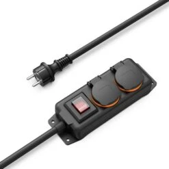 Hama Steckdosenleiste 00223062 2m, 2-fach, Schalter, Schwarz, IP44, Außen