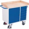 VARIOfit Werkstattwagen Sw-985.003, Tragkraft 400kg, Montagewagen, 1000 X 600mm, 1 Schrank & 6 Schübe