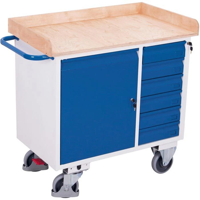 VARIOfit Werkstattwagen Sw-985.003, Tragkraft 400kg, Montagewagen, 1000 X 600mm, 1 Schrank & 6 Schübe 1 VARIOfit Werkstattwagen Sw-985.003, Tragkraft 400kg, Montagewagen, 1000 X 600mm, 1 Schrank & 6 Schübe