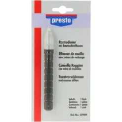 Presto Rostentferner Rostradierer-Stift 329009, Glasfaser-Schleiffasern, 2 Ersatzminen, 1 Stück