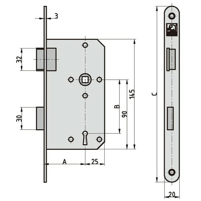 BASI Einsteckschloss ES 922, 9220-5512, Für Zimmertür, Buntbart, DIN Links 2 BASI Einsteckschloss ES 922, 9220-5512, Für Zimmertür, Buntbart, DIN Links – Bild 2