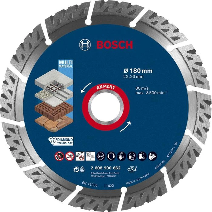Bosch Trennscheibe Expert MultiMaterial 2608900662, 180 X 2,4mm, Diamanttrennscheibe 1 Bosch Trennscheibe Expert MultiMaterial 2608900662, 180 X 2,4mm, Diamanttrennscheibe