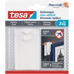 Tesa Klebenagel 77776 Powerstrips, 2kg, Tapete Und Putz, 2 Stück