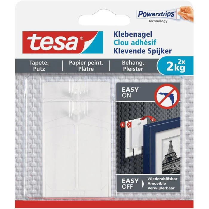 Tesa Klebenagel 77776 Powerstrips, 2kg, Tapete Und Putz, 2 Stück 1 Tesa Klebenagel 77776 Powerstrips, 2kg, Tapete Und Putz, 2 Stück