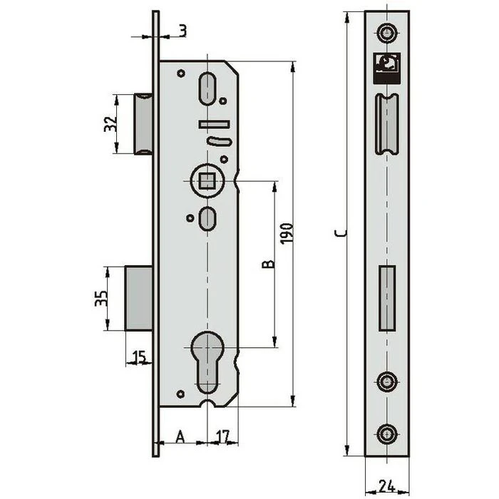 BASI Einsteckschloss ES 958, 9585-4016, Für Rohrrahmen, Silber, 16mm, DIN Links Und Rechts 2 BASI Einsteckschloss ES 958, 9585-4016, Für Rohrrahmen, Silber, 16mm, DIN Links Und Rechts – Bild 2