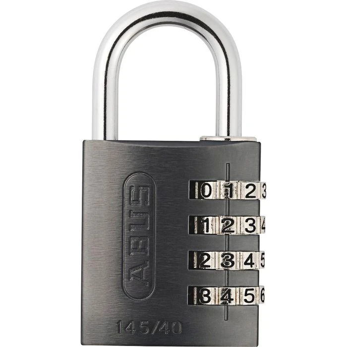 Abus Vorhängeschloss 145/40, 41mm, 4-fach Zahlenschloss, Wetterfest, Level 4, Titan 1 Abus Vorhängeschloss 145/40, 41mm, 4-fach Zahlenschloss, Wetterfest, Level 4, Titan
