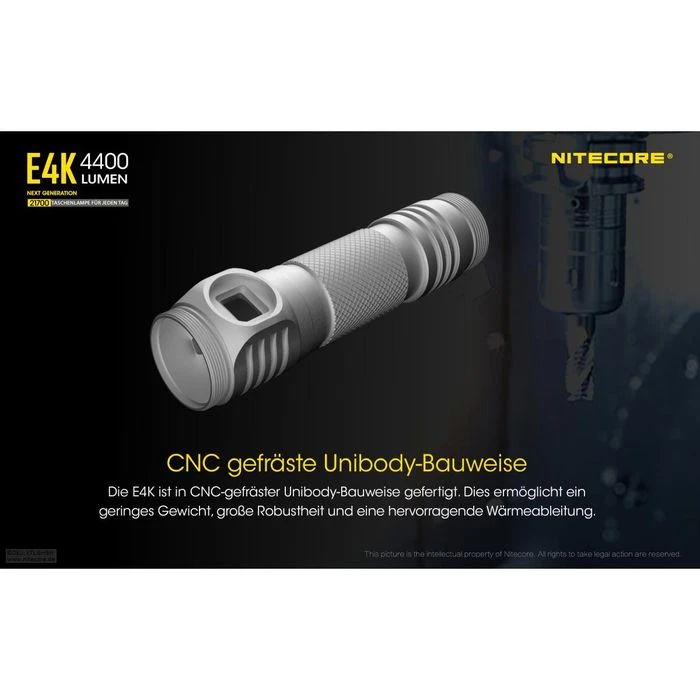 Nitecore Taschenlampe E4K Explorer LED, 4400 Lumen, Akku, Cree, Wasserdicht 6 Nitecore Taschenlampe E4K Explorer LED, 4400 Lumen, Akku, Cree, Wasserdicht – Bild 6