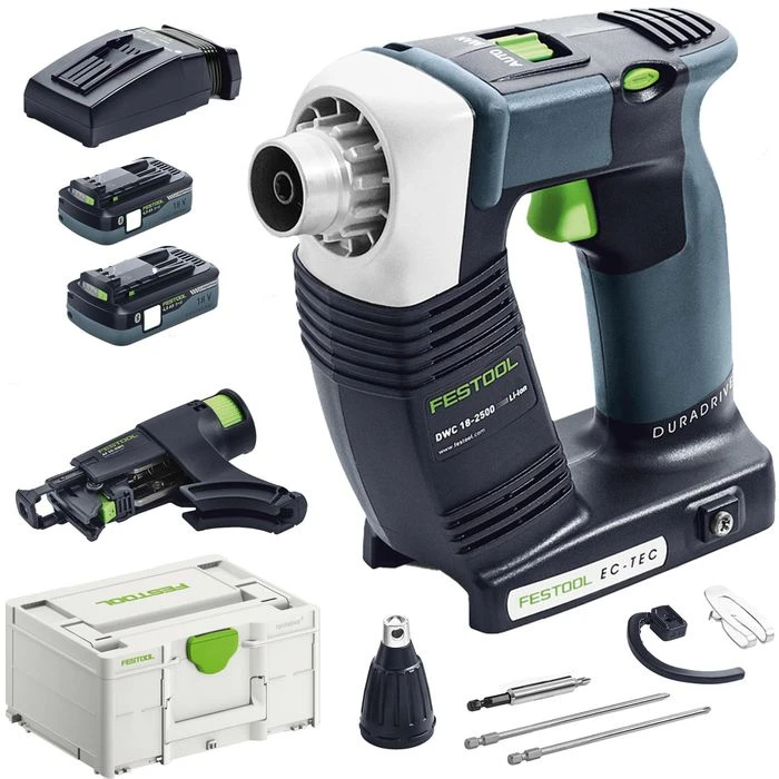 Festool Trockenbauschrauber DURADRIVE DWC 18-2500, HPC4,0 I-Plus DURADRIVE, 18V/4Ah, 2 Akkus & Koffer 1 Festool Trockenbauschrauber DURADRIVE DWC 18-2500, HPC4,0 I-Plus DURADRIVE, 18V/4Ah, 2 Akkus & Koffer