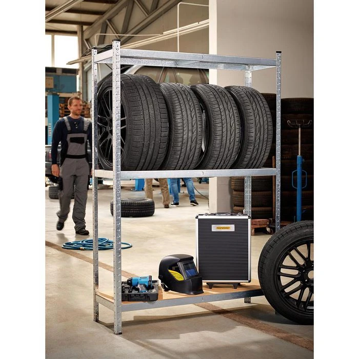 Monzana Reifenregal 104365, 120 X 180 X 40cm, 2 Ebenen & 1 Ablage, 265kg / Ebene, Für 8 Reifen 3 Monzana Reifenregal 104365, 120 X 180 X 40cm, 2 Ebenen & 1 Ablage, 265kg / Ebene, Für 8 Reifen – Bild 3