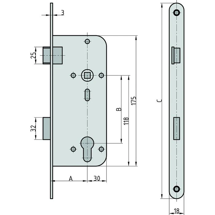 BASI Einsteckschloss ES 920 Ö, Ö9210-0000, Für Zimmertür, Silber, 18mm, DIN Links Und Rechts 2 BASI Einsteckschloss ES 920 Ö, Ö9210-0000, Für Zimmertür, Silber, 18mm, DIN Links Und Rechts – Bild 2