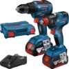 Bosch Combo-Kit 06019J2207, 18V Akku, Inkl. GDX 18V-200 + GSR 18V-55, Mit 2 Akkus Und Koffer + GRATIS Prämie