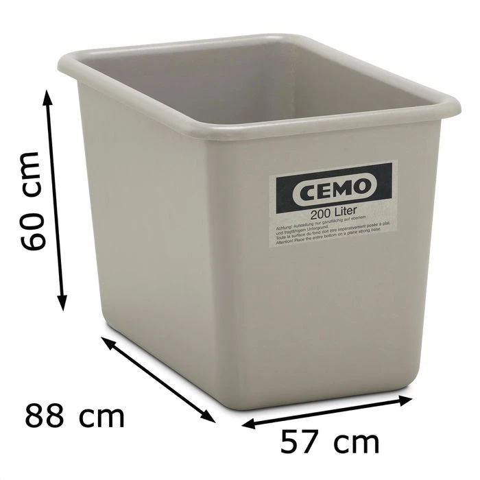 CEMO Großbehälter 1160, 200 Liter, Grau, 88 X 60 X 57cm, Aus GFK 2 CEMO Großbehälter 1160, 200 Liter, Grau, 88 X 60 X 57cm, Aus GFK – Bild 2