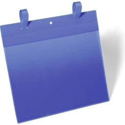 Durable Kennzeichnungstasche 175107, A4 Quer, Mit Lasche Für Gitterboxen, Blau, 50 Stück