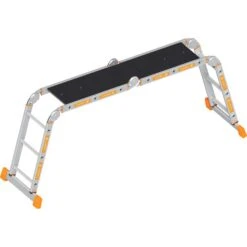 Layher Gelenkleiter Topic 1057, Mit Plattform, Aus Aluminium, Universalleiter, 4 X 3 Sprossen