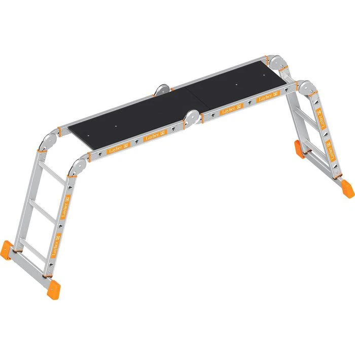 Layher Gelenkleiter Topic 1057, Mit Plattform, Aus Aluminium, Universalleiter, 4 X 3 Sprossen 1 Layher Gelenkleiter Topic 1057, Mit Plattform, Aus Aluminium, Universalleiter, 4 X 3 Sprossen