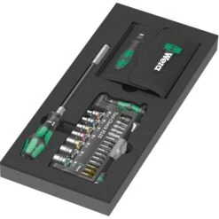 Wera Bitset 9750 Kraftform Kompakt Tool-Check PLUS, 57-teilig, Schlitz, Kreuz, Torx, Steckschlüssel