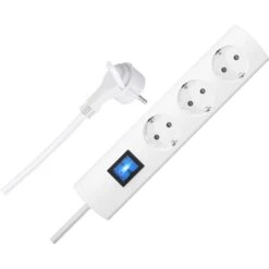 Kopp Steckdosenleiste UNOversal Plus, 3-fach, Schalter, Flachstecker, Weiß