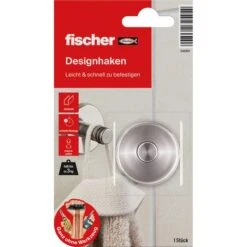 Fischer Klebehaken GOW, 545951, Bis 3kg, Edelstahl, Wasserfest, Silber