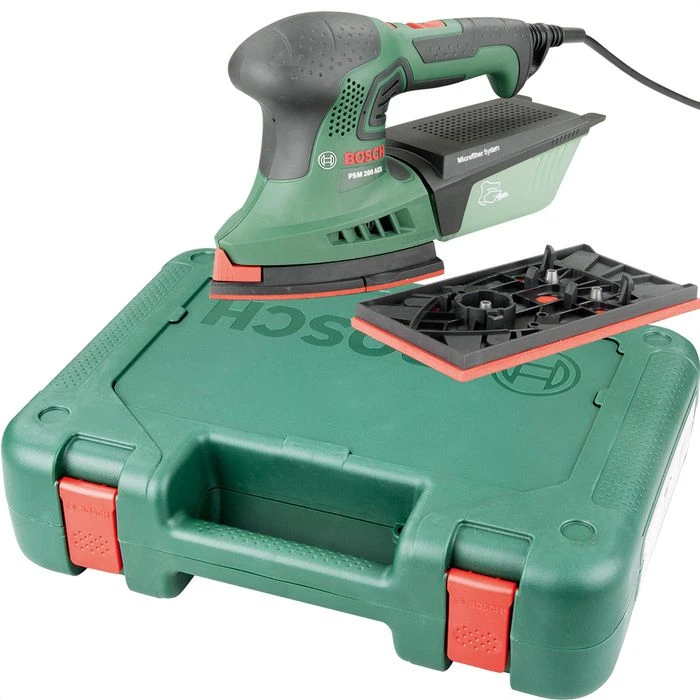 Bosch Schwingschleifer PSM 200 AES, 200 W, 182 X 92mm, Mit Klettverschluss Und Koffer 1 Bosch Schwingschleifer PSM 200 AES, 200 W, 182 X 92mm, Mit Klettverschluss Und Koffer