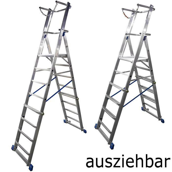 Krause Podestleiter Stabilo 127648 Mit 10 Sprossen, Fahrbar, Aluminium, Arbeitshöhe 4,6m 2 Krause Podestleiter Stabilo 127648 Mit 10 Sprossen, Fahrbar, Aluminium, Arbeitshöhe 4,6m – Bild 2
