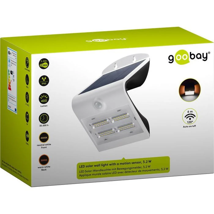 Goobay LED-Außenstrahler 45808, 3,2W, 400 Lm, Bewegungsmelder, Solar + Akku, Weiß 6 Goobay LED-Außenstrahler 45808, 3,2W, 400 Lm, Bewegungsmelder, Solar + Akku, Weiß – Bild 6