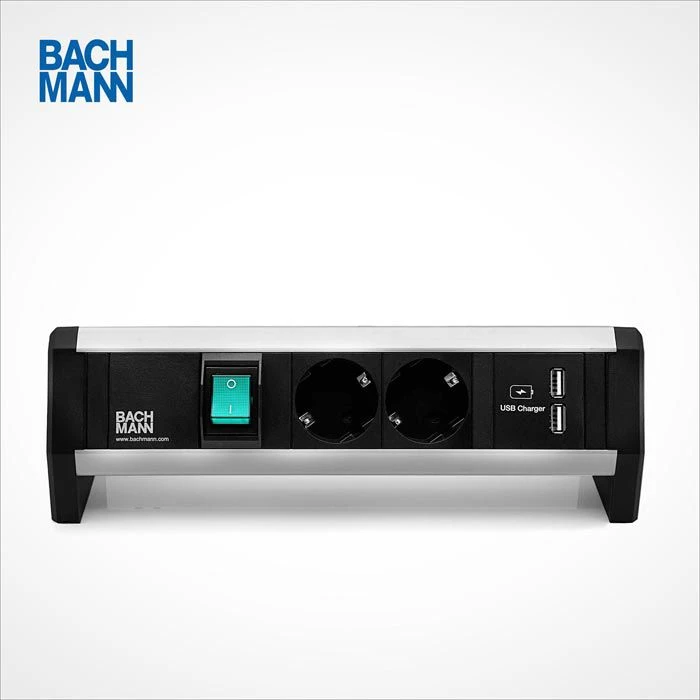 Bachmann Tischsteckdose 902.1837 Desk, 2-fach, 2x USB, Schalter 2 Bachmann Tischsteckdose 902.1837 Desk, 2-fach, 2x USB, Schalter – Bild 2
